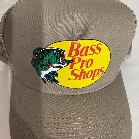 Bass Pro Shops Tan Mesh Trucker Hat With Classic Logo - Picture 1 of 4
